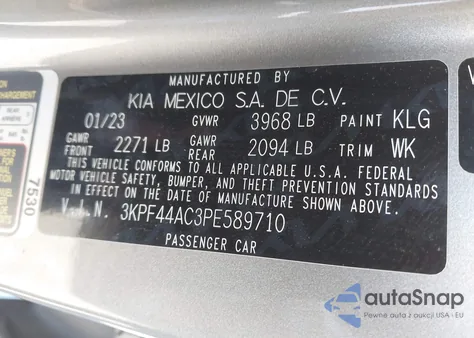 2023 Kia Forte Gt из США, поврежденный, VIN 3KPF44AC3PE589710